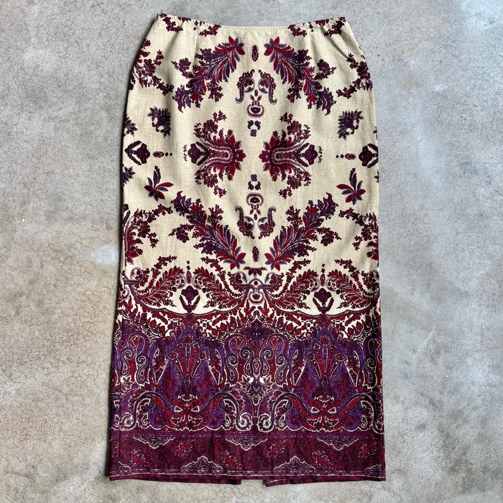 Vintage Norton McNaughton Paisley Linen Maxi Skirt